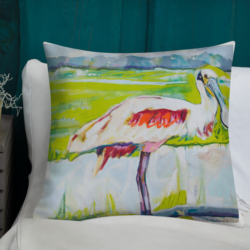 Roseate Spoonbill in His Sanctuary Premium Pillow