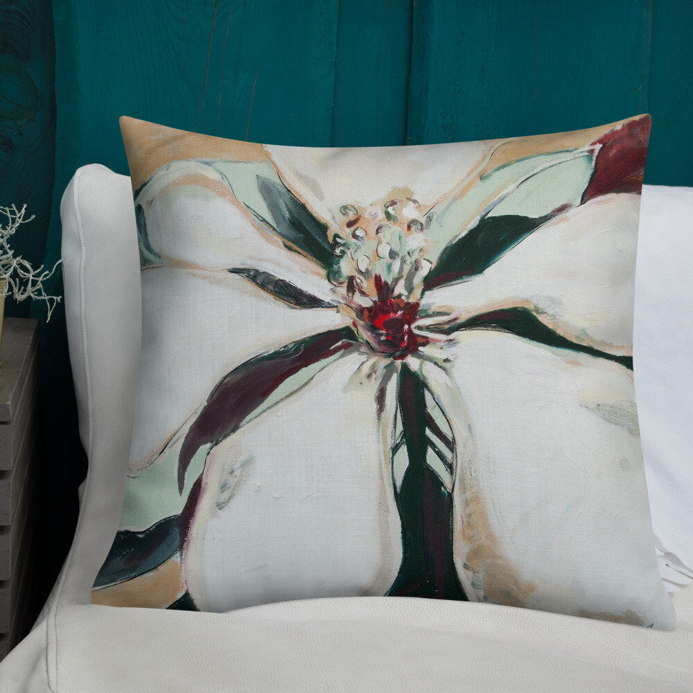 Metallic Gold Magnolia Premium Pillow