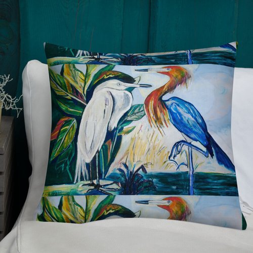 Herons Face-to-Face II Pattern Premium Pillow