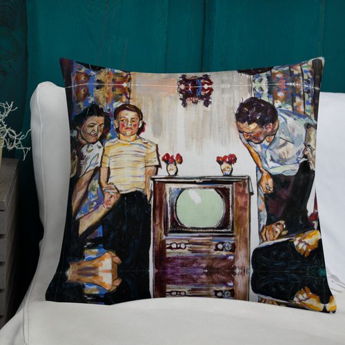 Vintage TV Pattern Premium Pillow