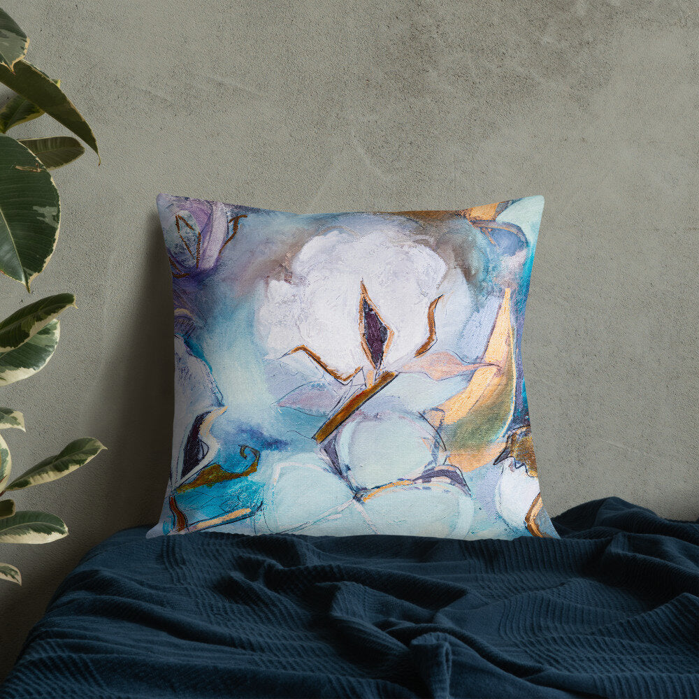 Cotton with Soft Teal Premium Pillow