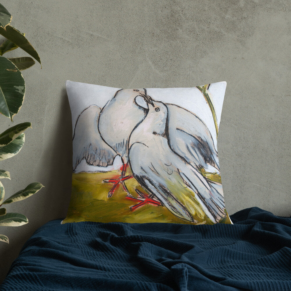 His & Her Doves Premium Pillow