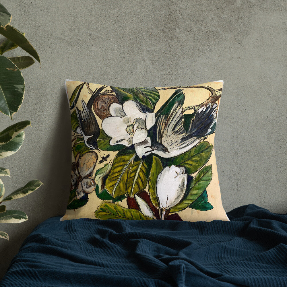 Cuckoos with Magnolia Premium Pillow