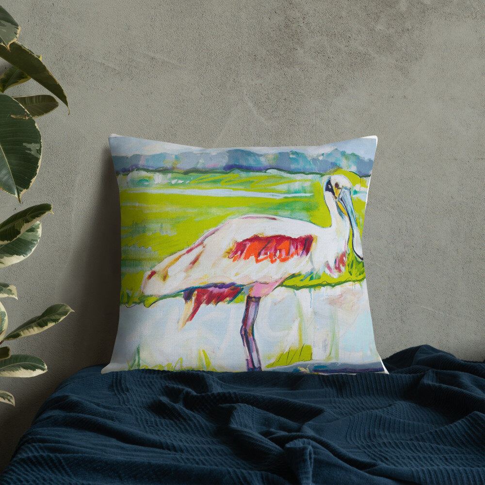 Roseate Spoonbill in His Sanctuary Premium Pillow