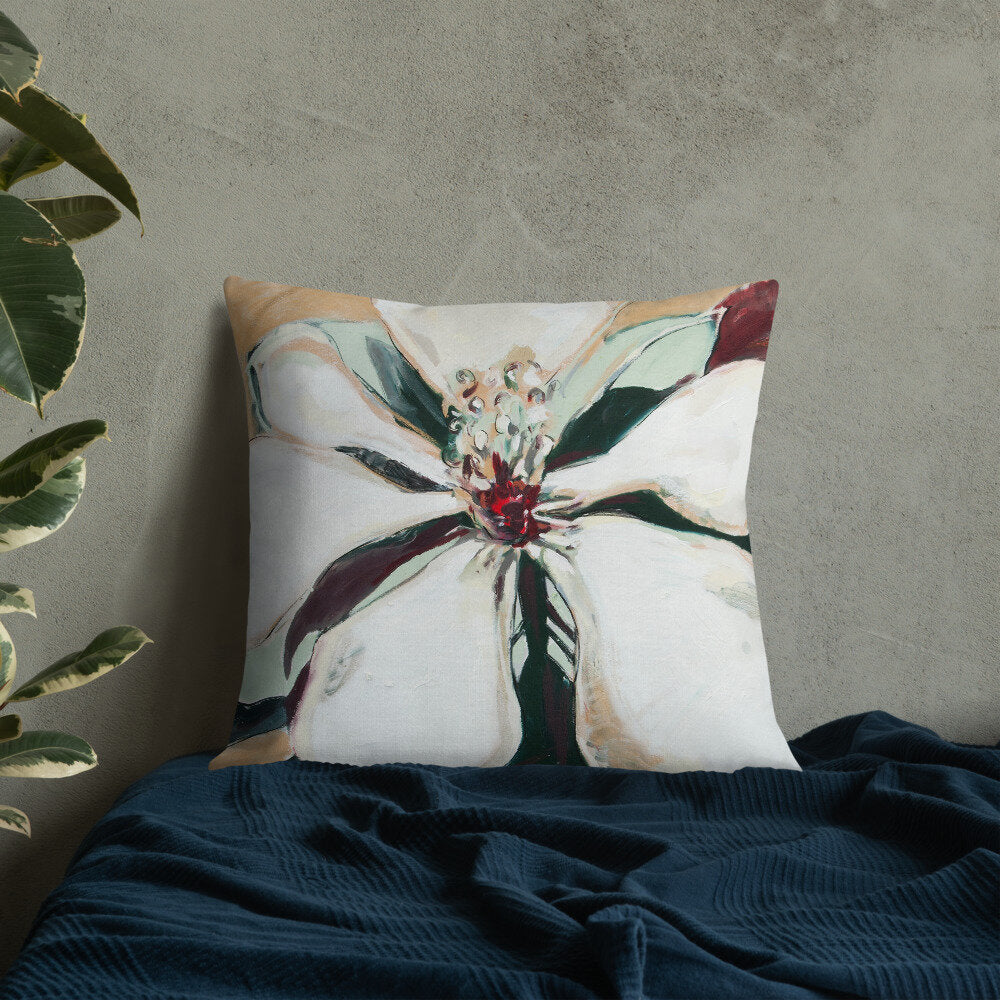 Metallic Gold Magnolia Premium Pillow