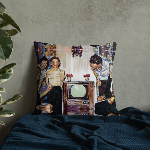 Vintage TV Pattern Premium Pillow