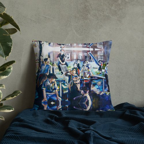 Vintage Schoolyard Reflection Premium Pillow