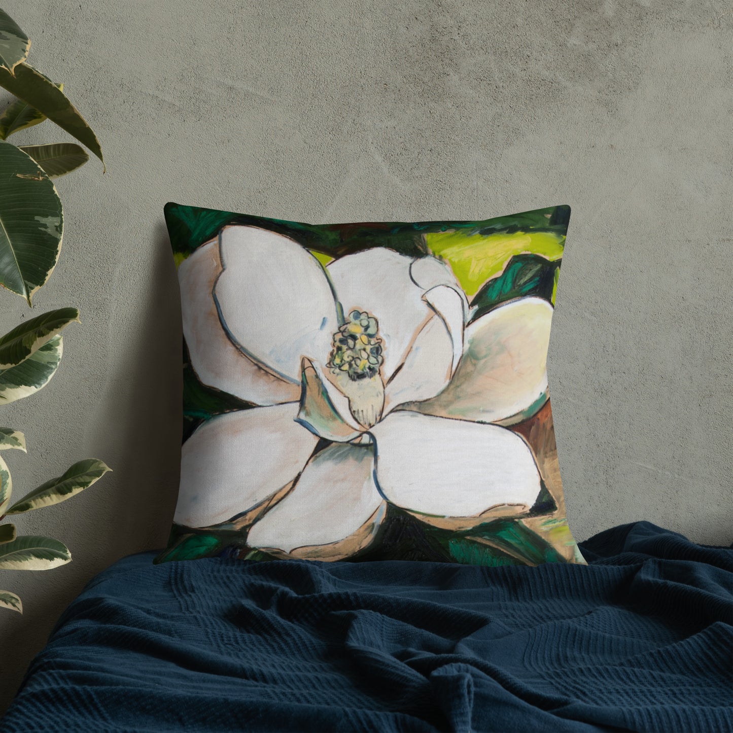 Magnolia Study on wood III Premium Pillow