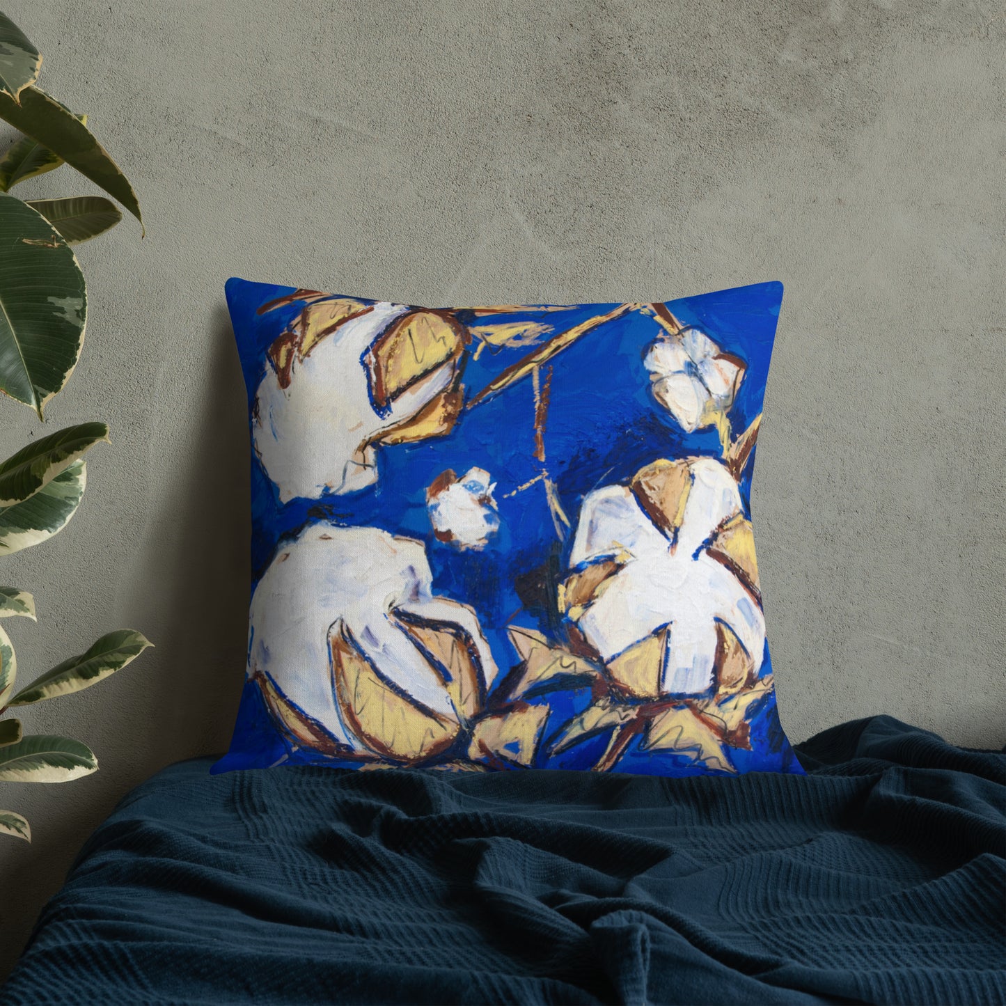 Cobalt & Gold Cotton Premium Pillow