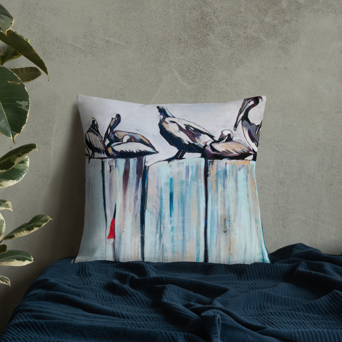 Pelicans on the Pier Premium Pillow