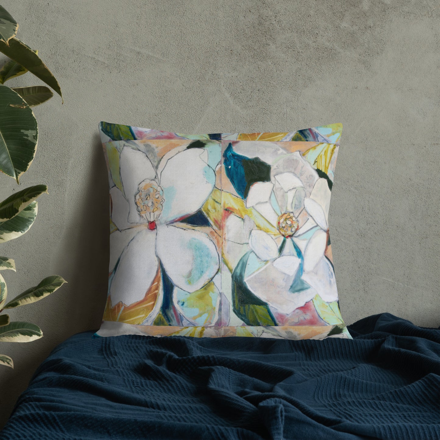 Soft Magnolia Diptych Premium Pillow