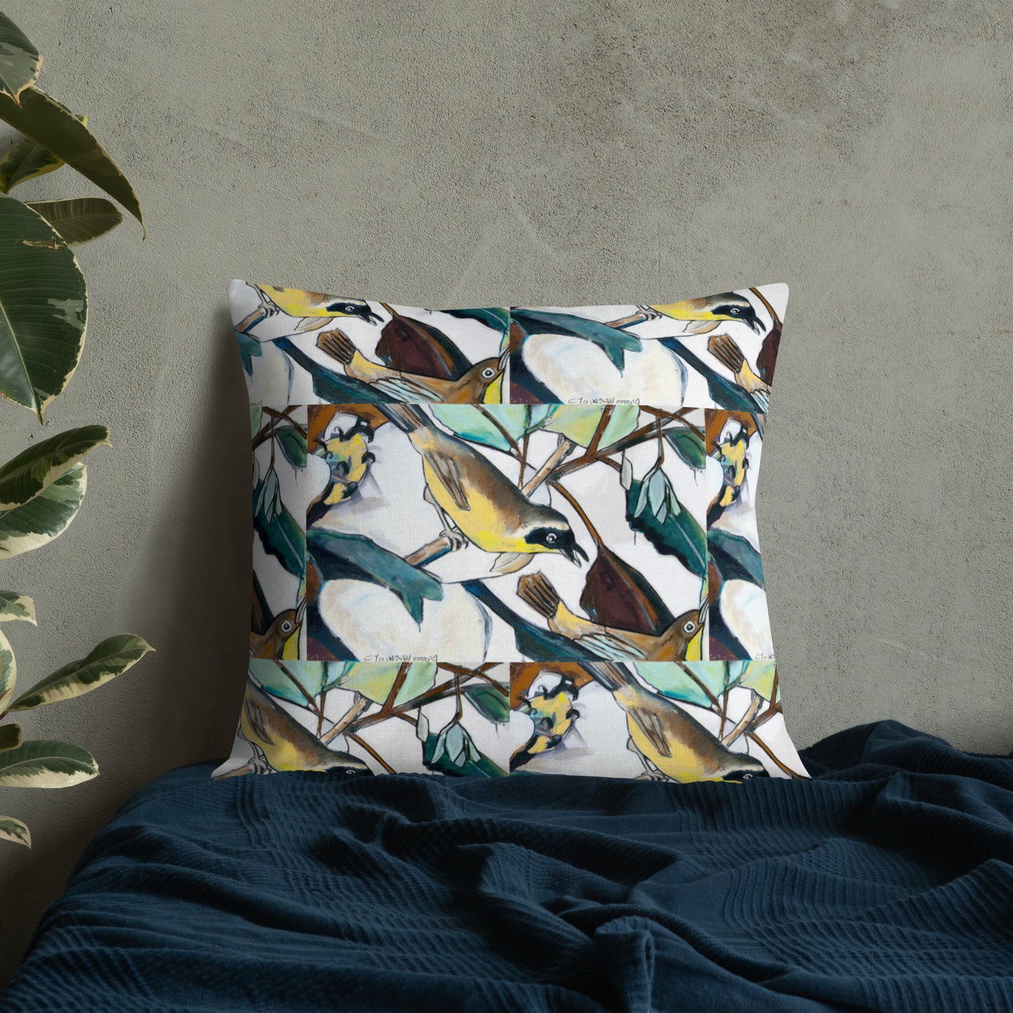 Yellowthroat and Magnolia Premium Pillow