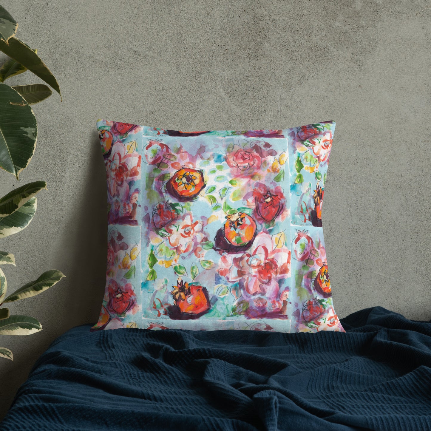 Tree of Life with Pomegranates 137 Premium Pillow