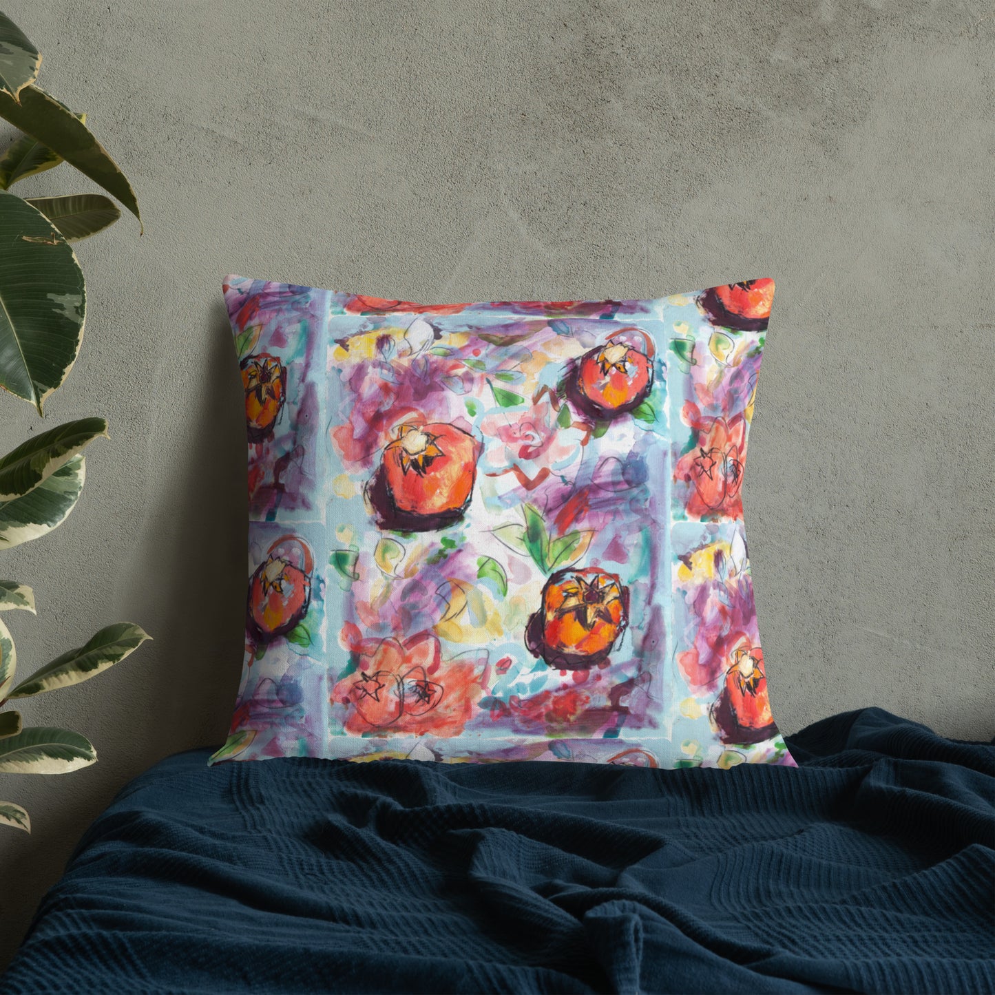 Tree of Life with Pomegranates 138 Premium Pillow