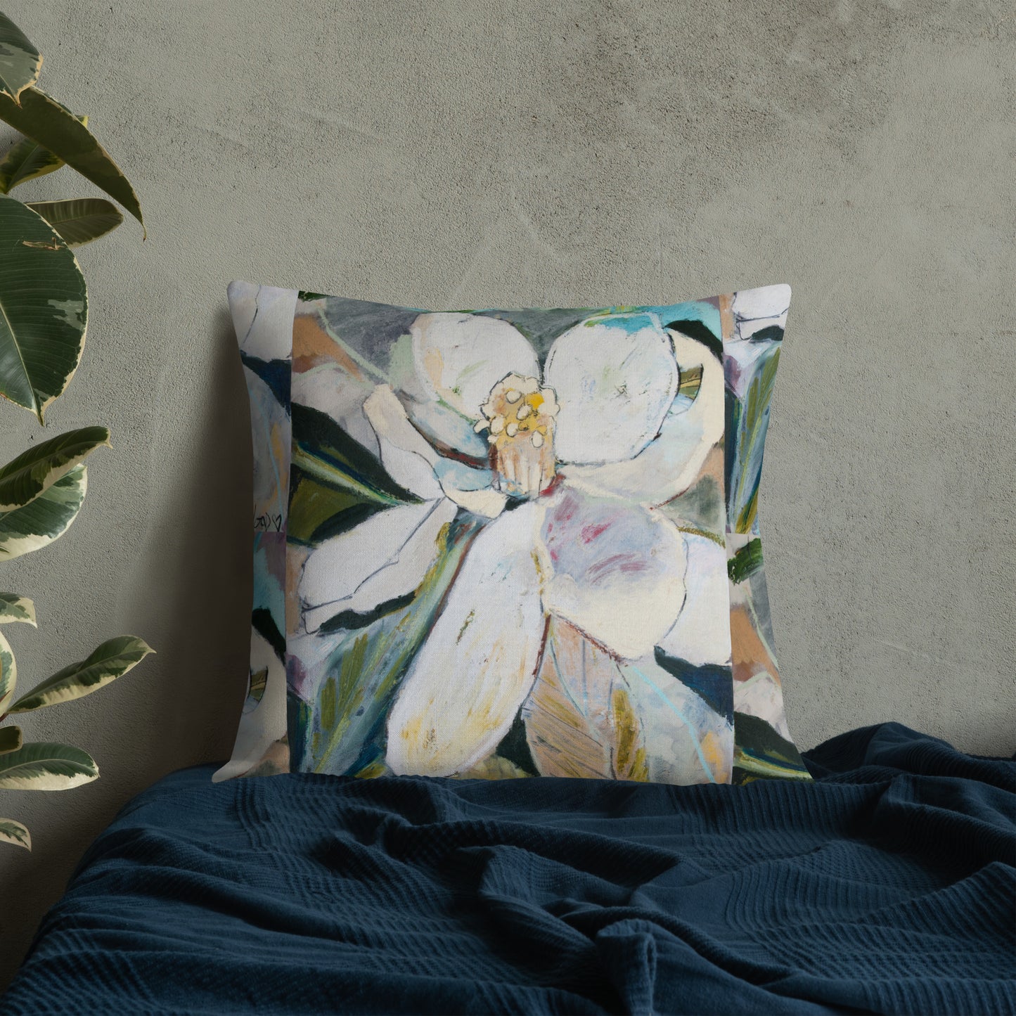 Soft Abstract Magnolia II Premium Pillow