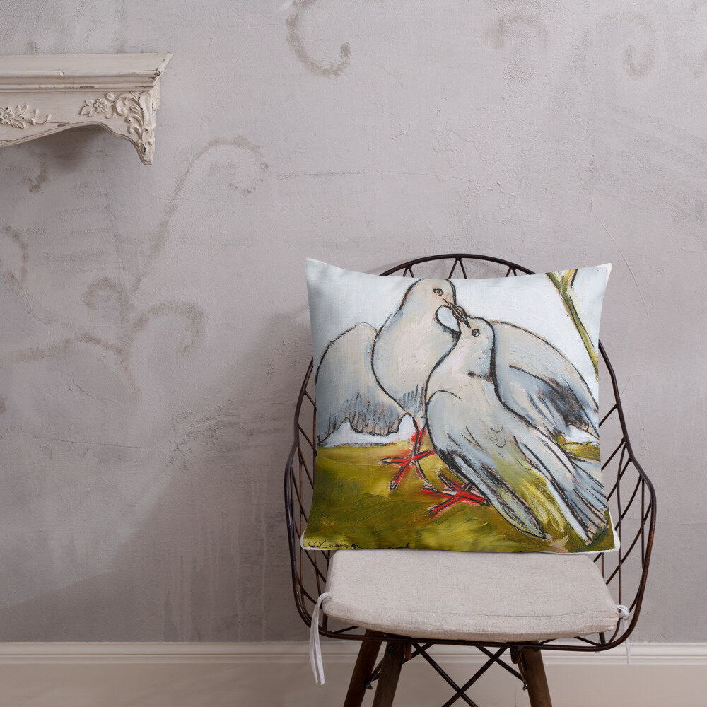 His & Her Doves Premium Pillow