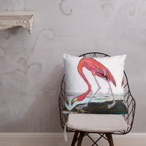 Pink Flamingo Pattern Premium Pillow