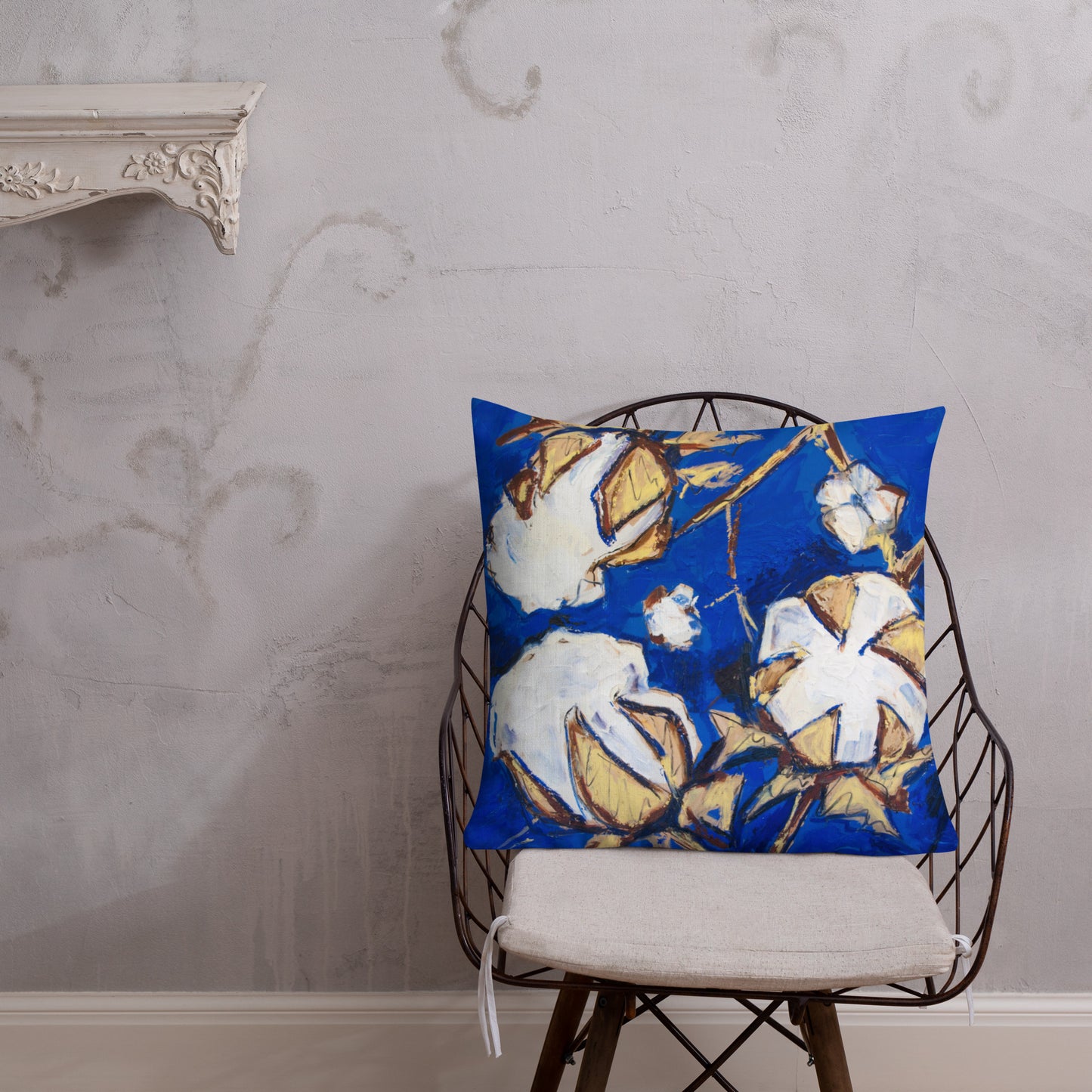 Cobalt & Gold Cotton Premium Pillow