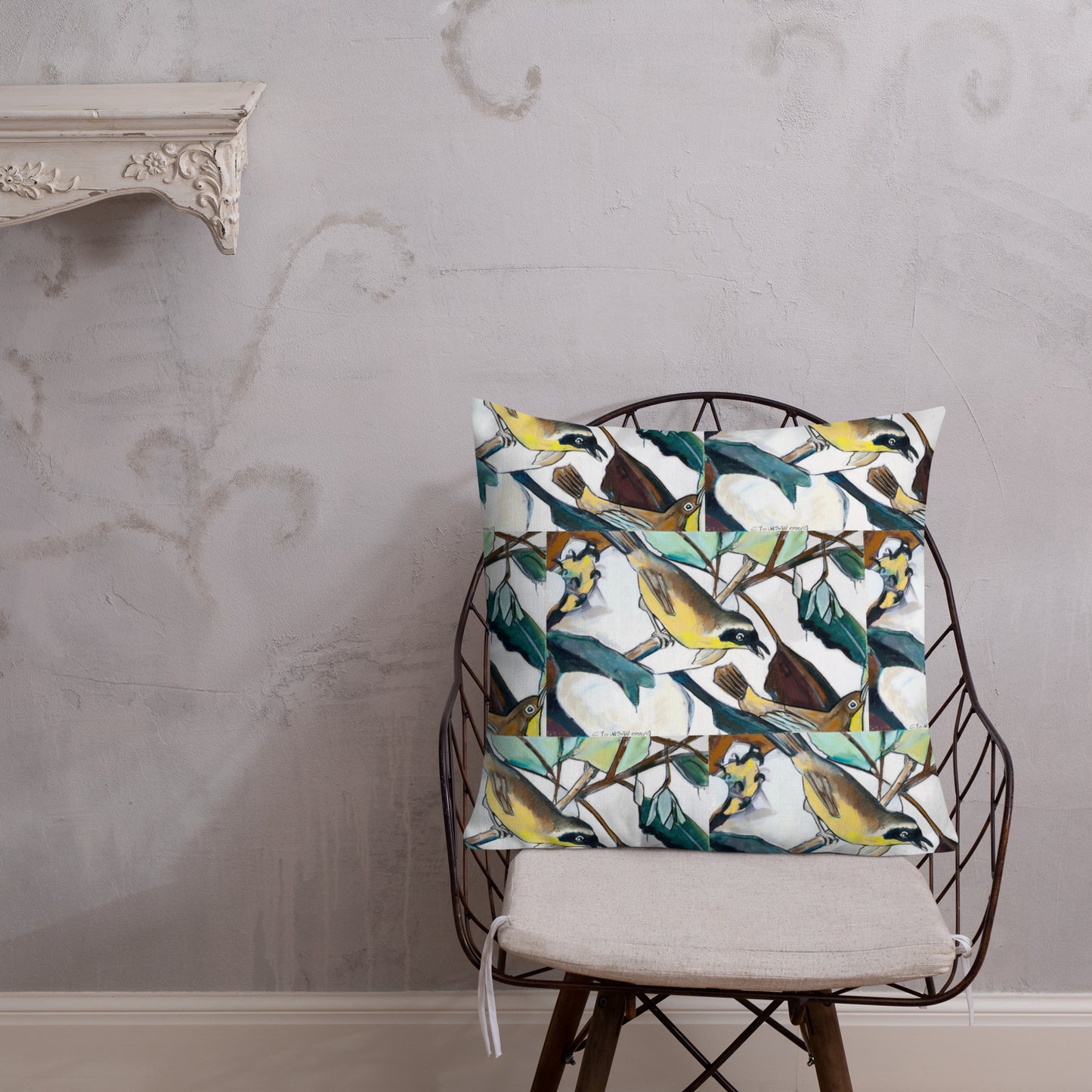 Yellowthroat and Magnolia Premium Pillow