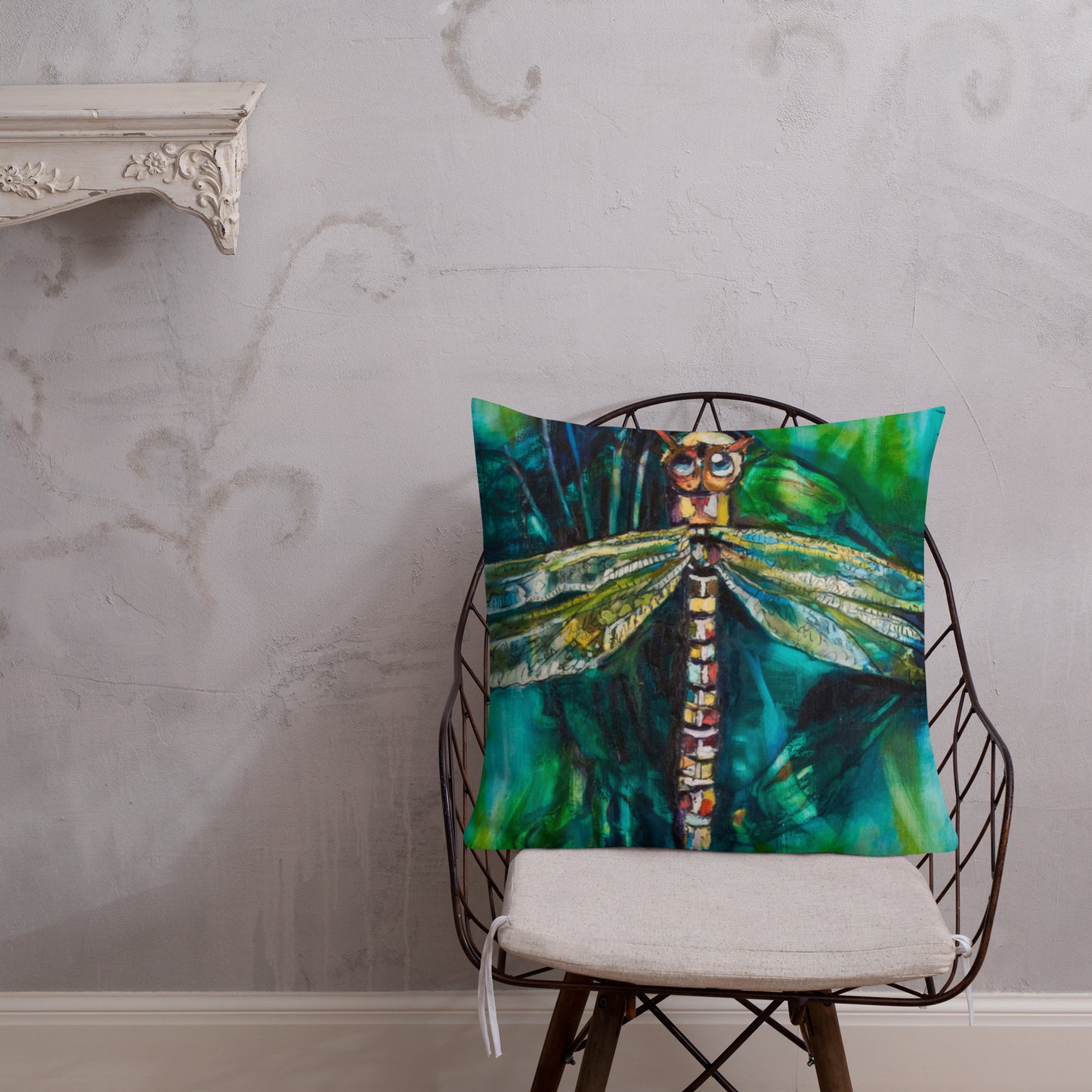 Green Dragonfly Premium Pillow