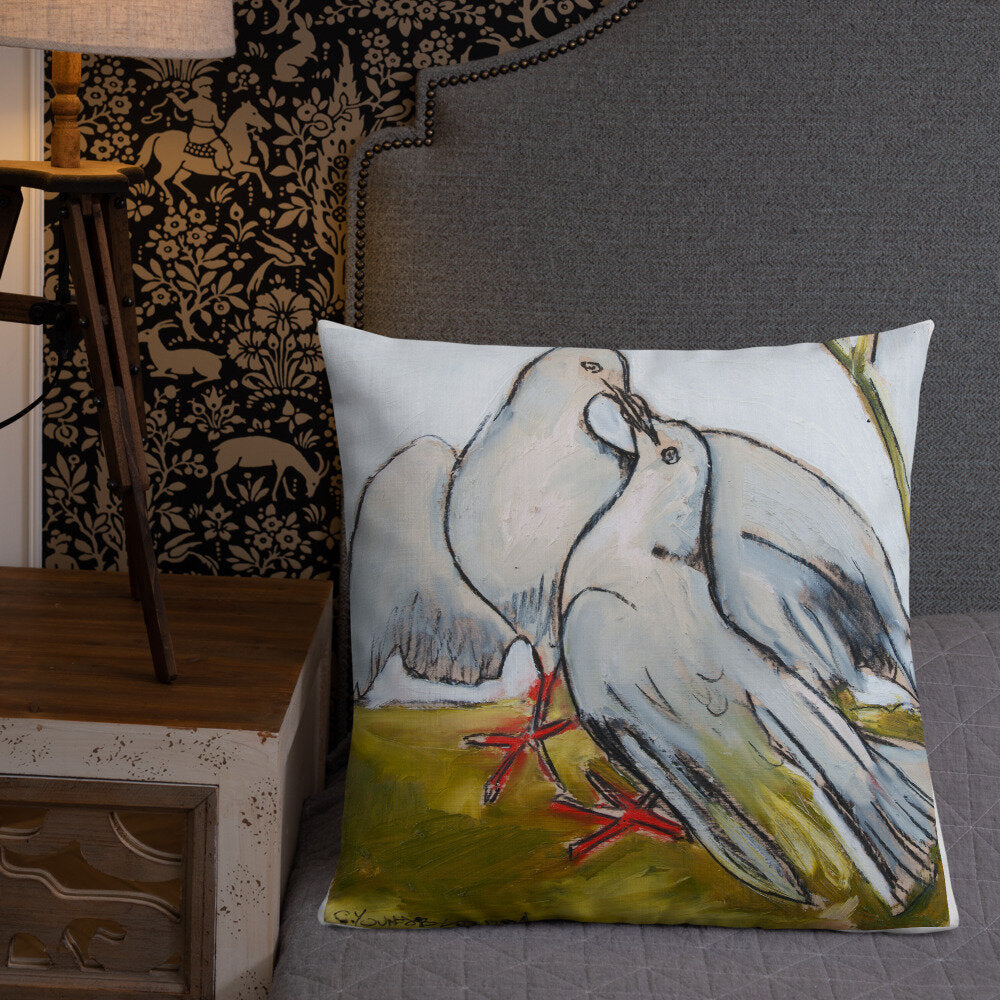 His & Her Doves Premium Pillow