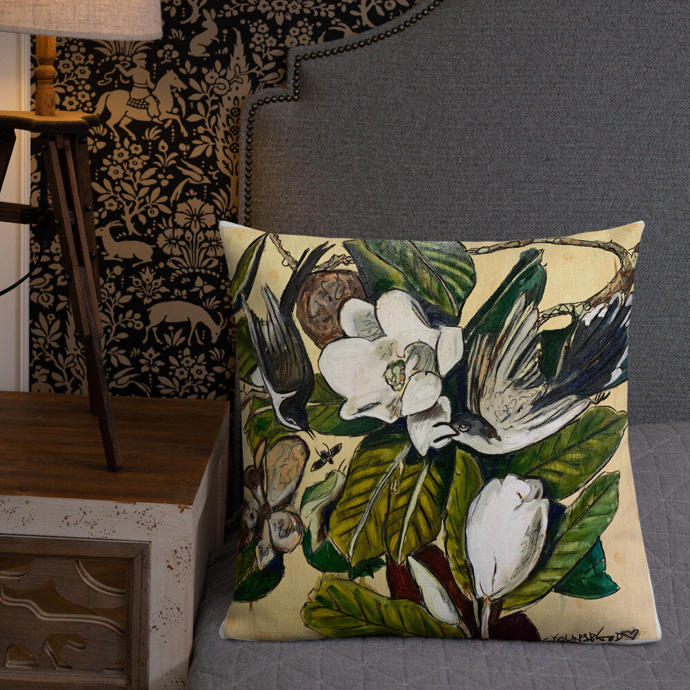 Cuckoos with Magnolia Premium Pillow