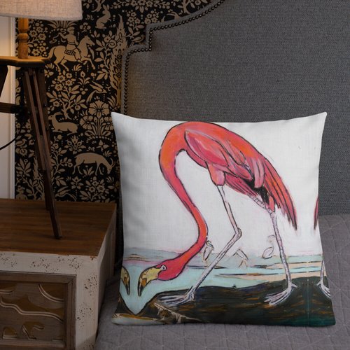 Pink Flamingo Pattern Premium Pillow