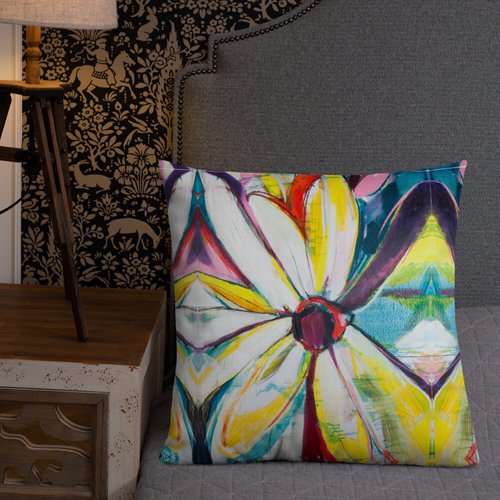 Zinnias Pattern Premium Pillow