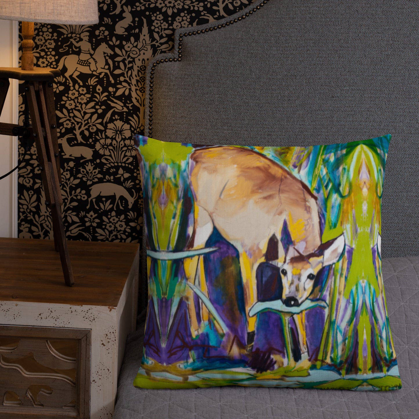 Deer with Lilypads Premium Pillow