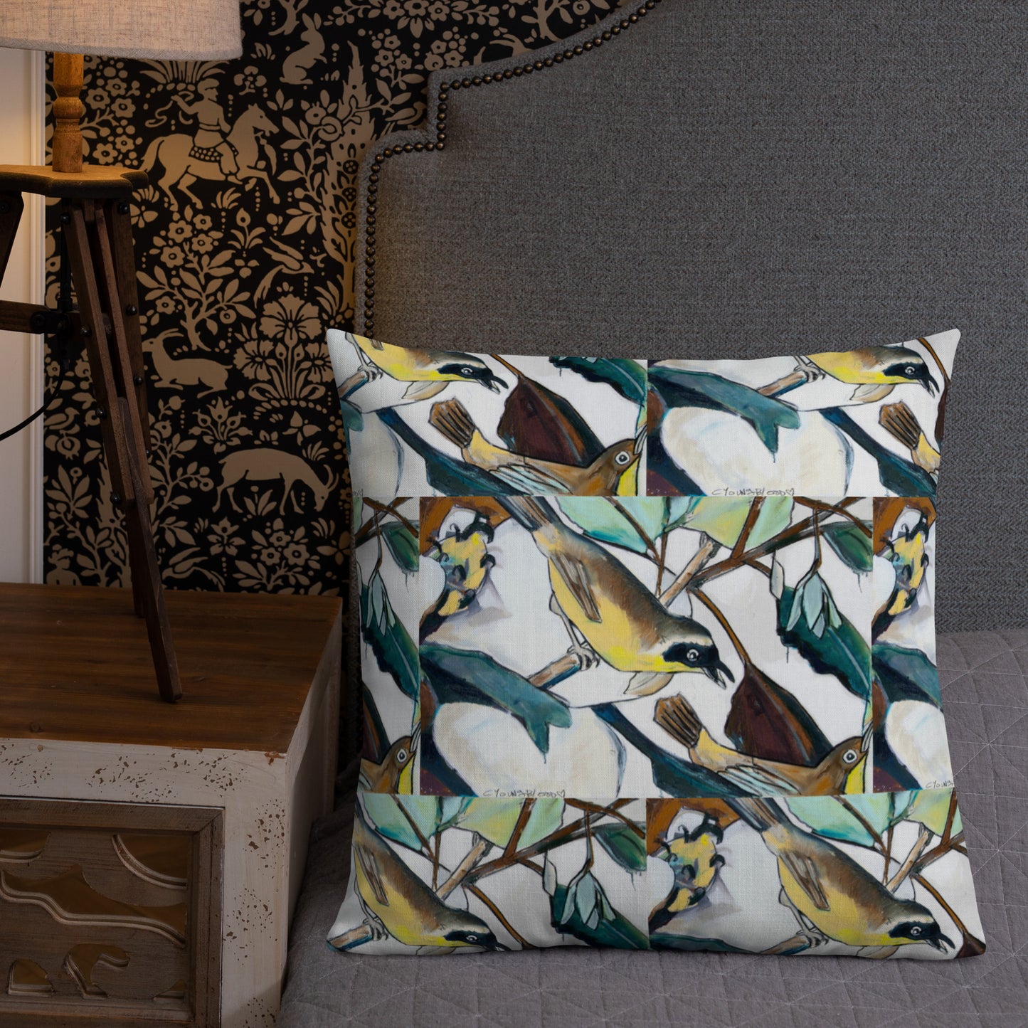 Yellowthroat and Magnolia Premium Pillow