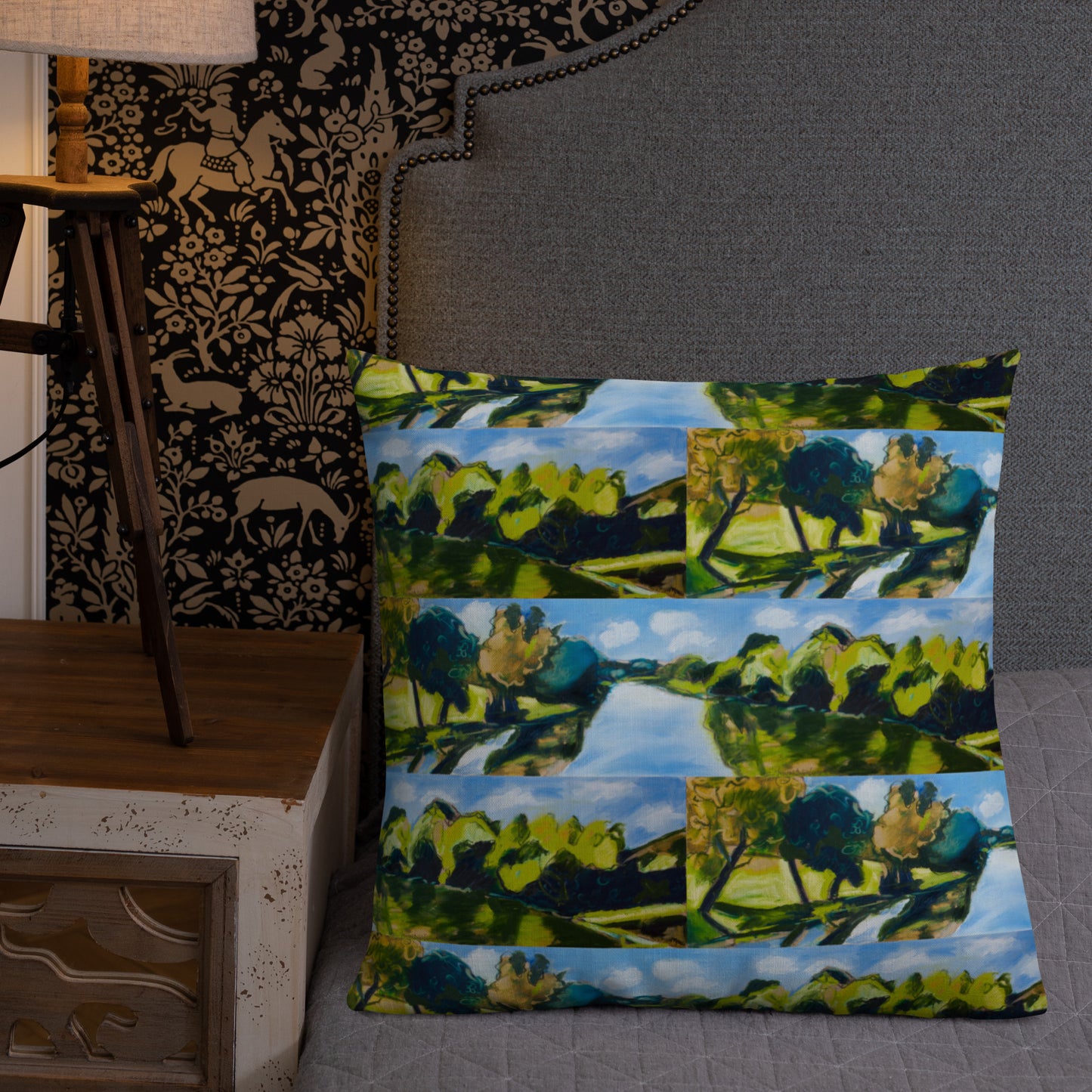 Tranquil Lake Panorama Premium Pillow