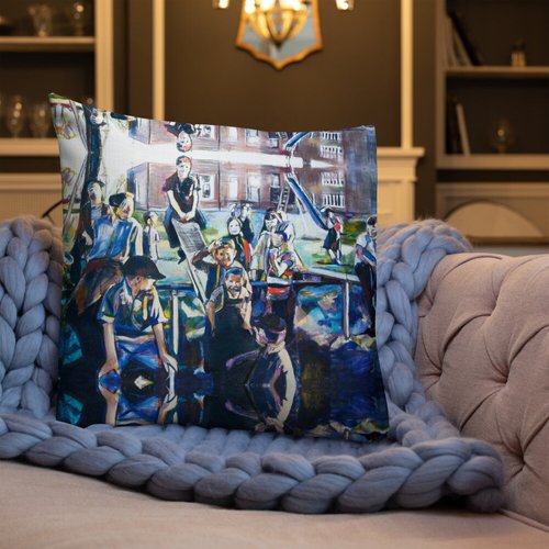 Vintage Schoolyard Reflection Premium Pillow