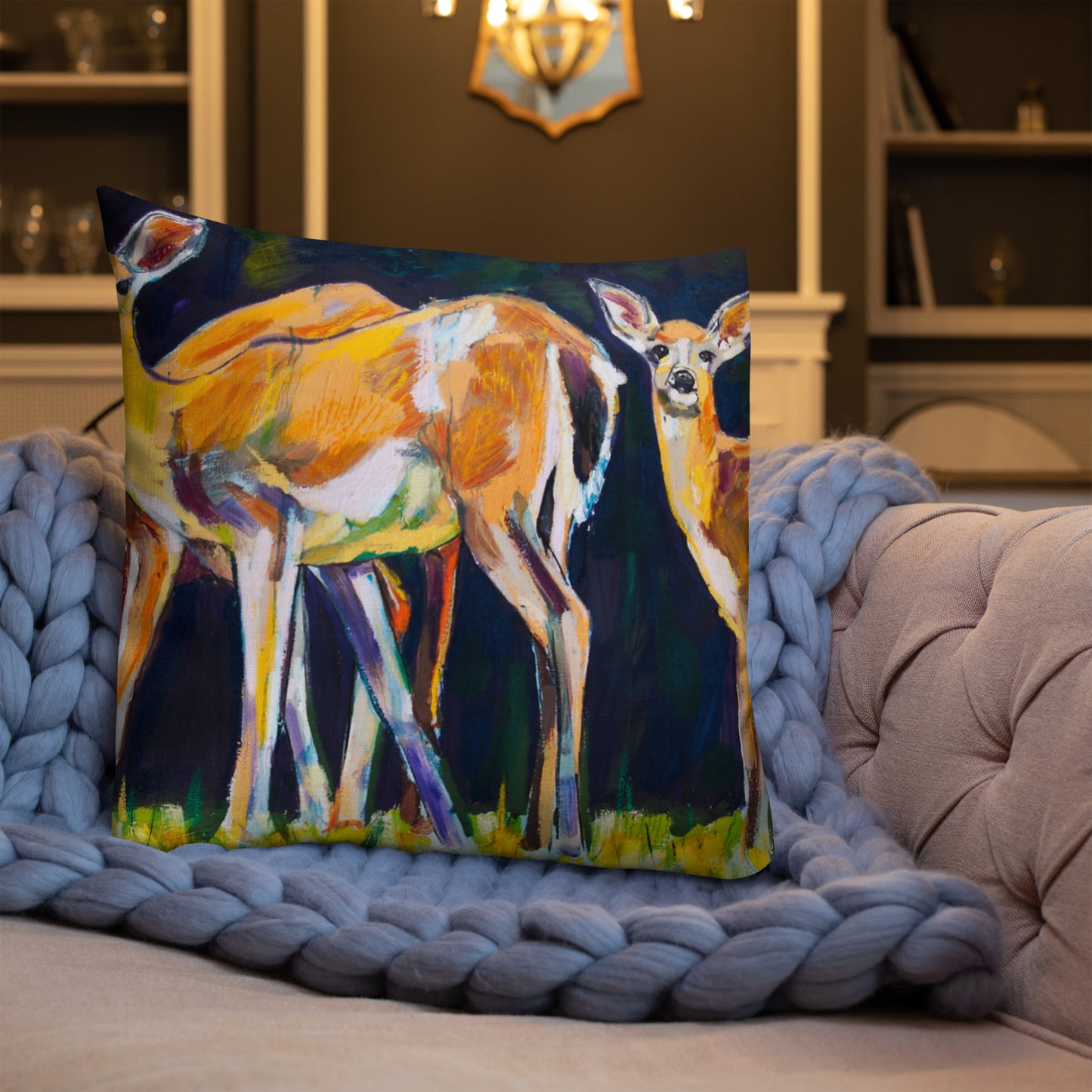 Deer Family Pattern Premium Pillow