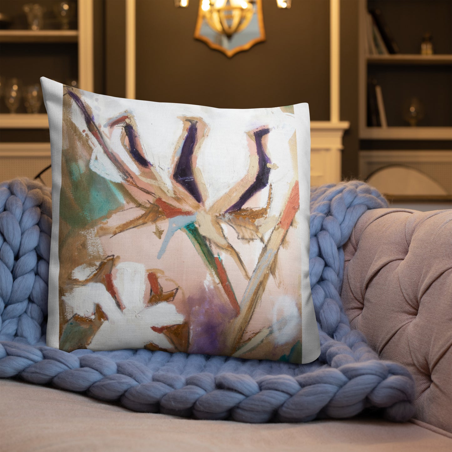 Cotton with Teal Splash II Premium Pillow