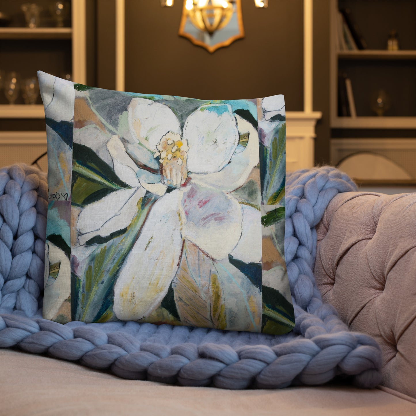 Soft Abstract Magnolia II Premium Pillow