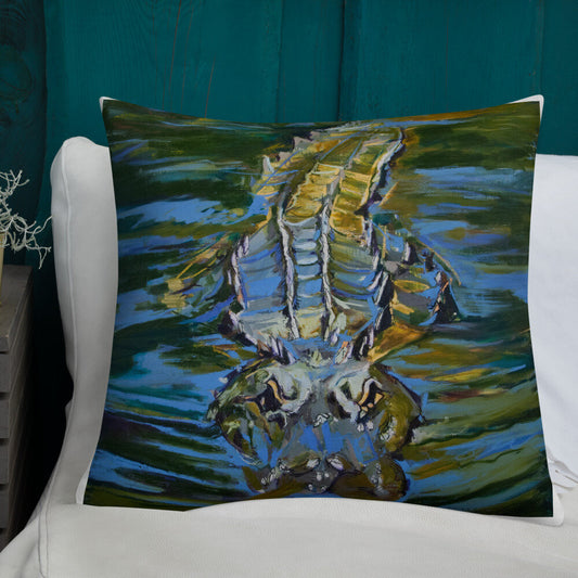 Alligator Under the Water Premium Pillow