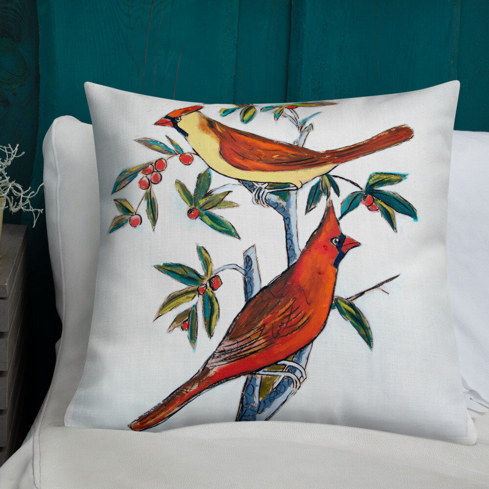 His and Her Cardinals Premium Pillow