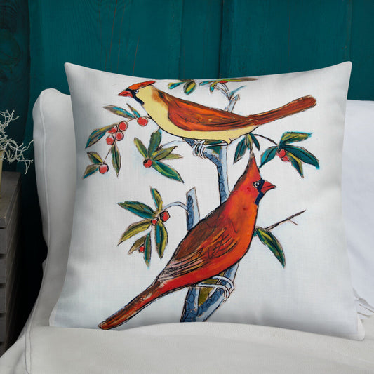 His and Her Cardinals Premium Pillow