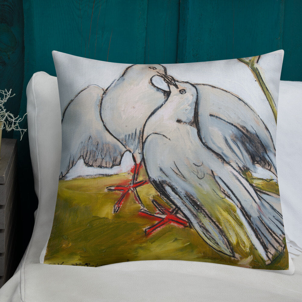 His & Her Doves Premium Pillow