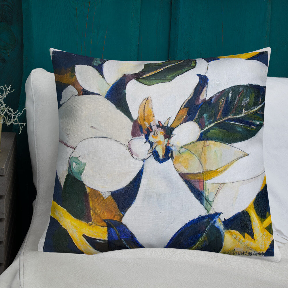 Navy Magnolia Premium Pillow