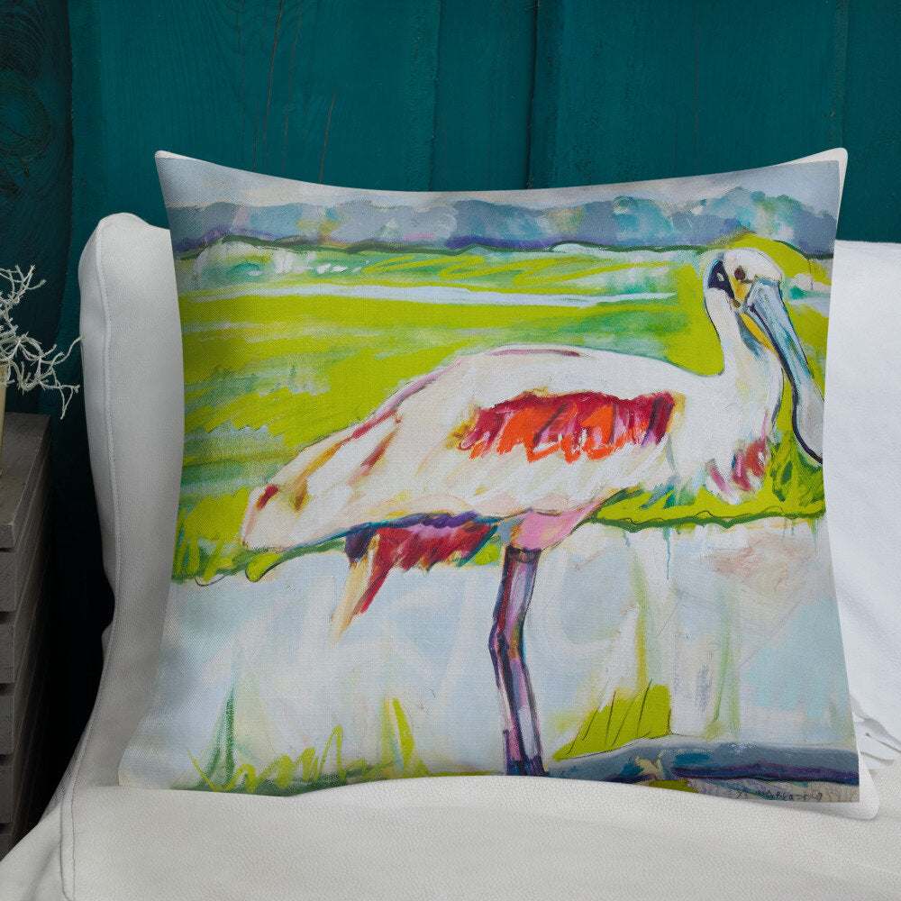 Roseate Spoonbill in His Sanctuary Premium Pillow