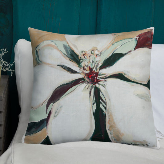Metallic Gold Magnolia Premium Pillow