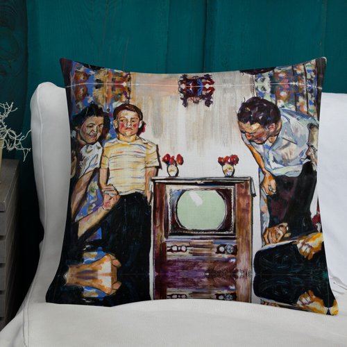 Vintage TV Pattern Premium Pillow