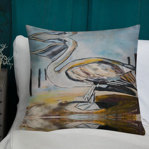 Brown Pelican Pattern Premium Pillow