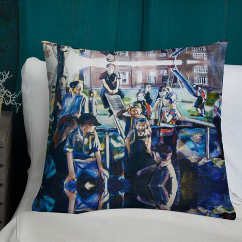 Vintage Schoolyard Reflection Premium Pillow