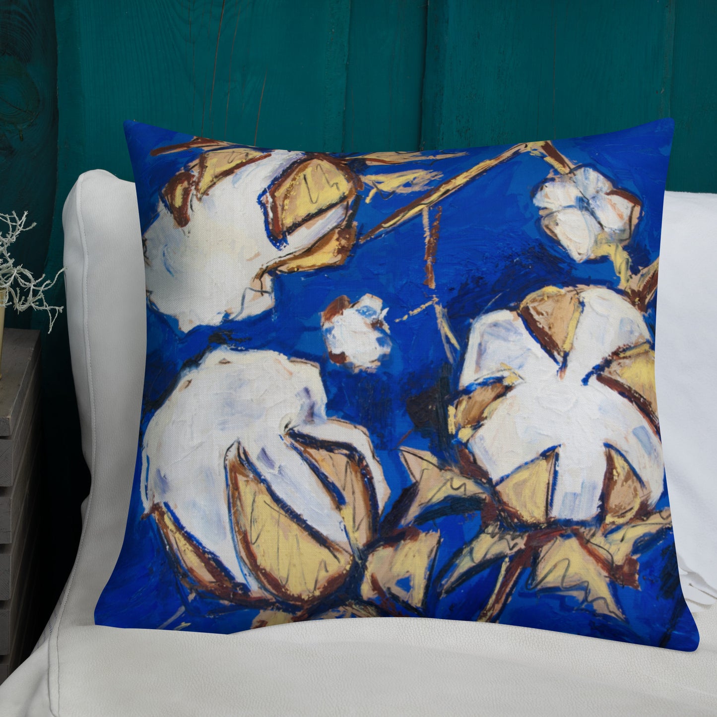 Cobalt & Gold Cotton Premium Pillow