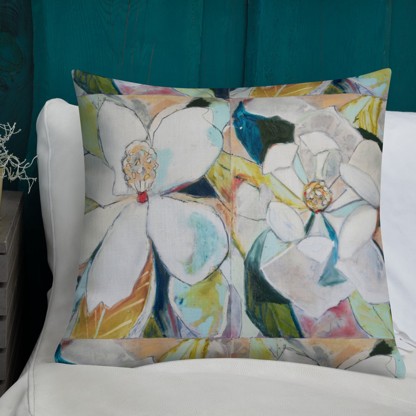 Soft Magnolia Diptych Premium Pillow