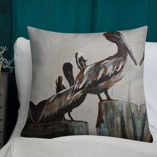 Pelicans in the Fog Premium Pillow