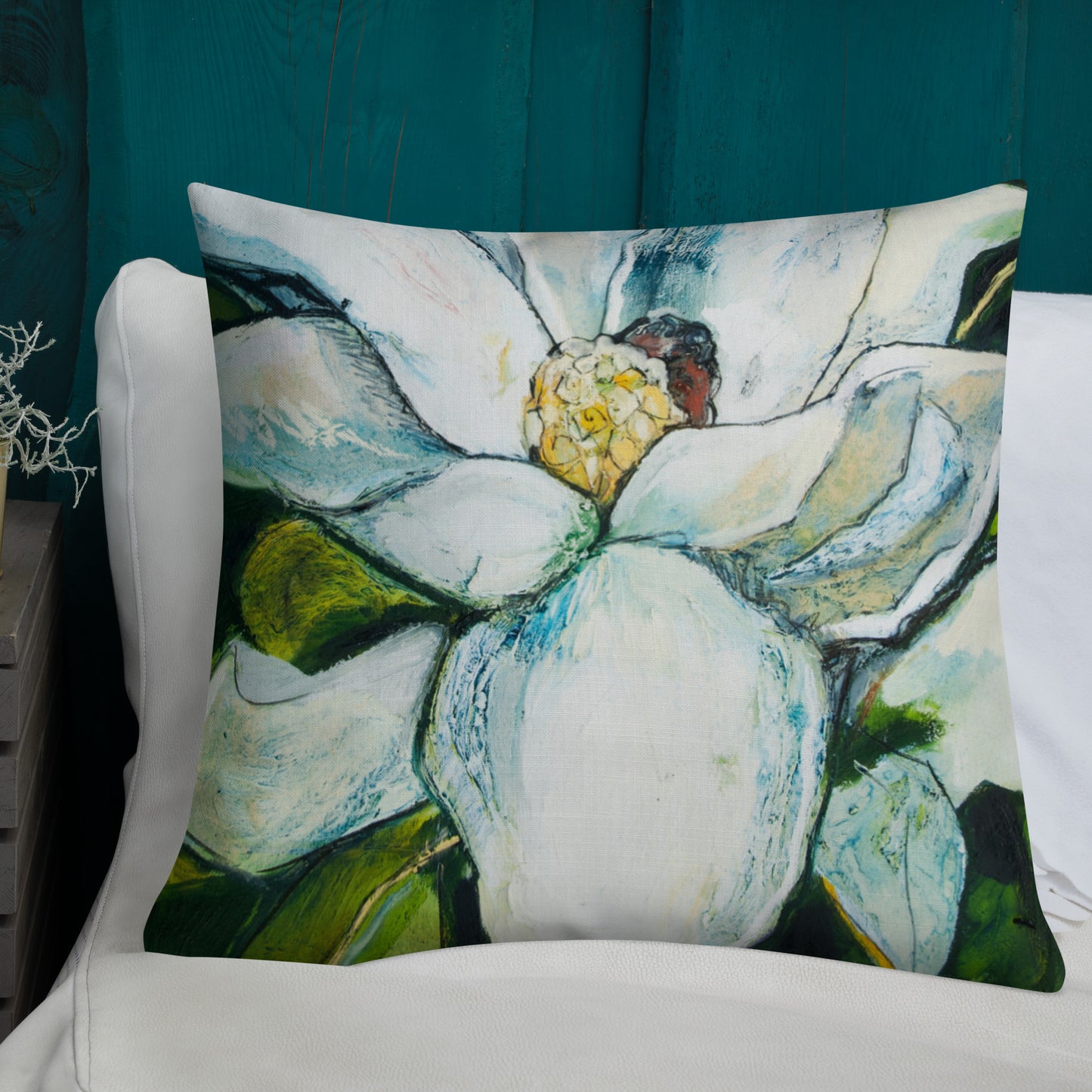 Open Petal Magnolia Premium Pillow