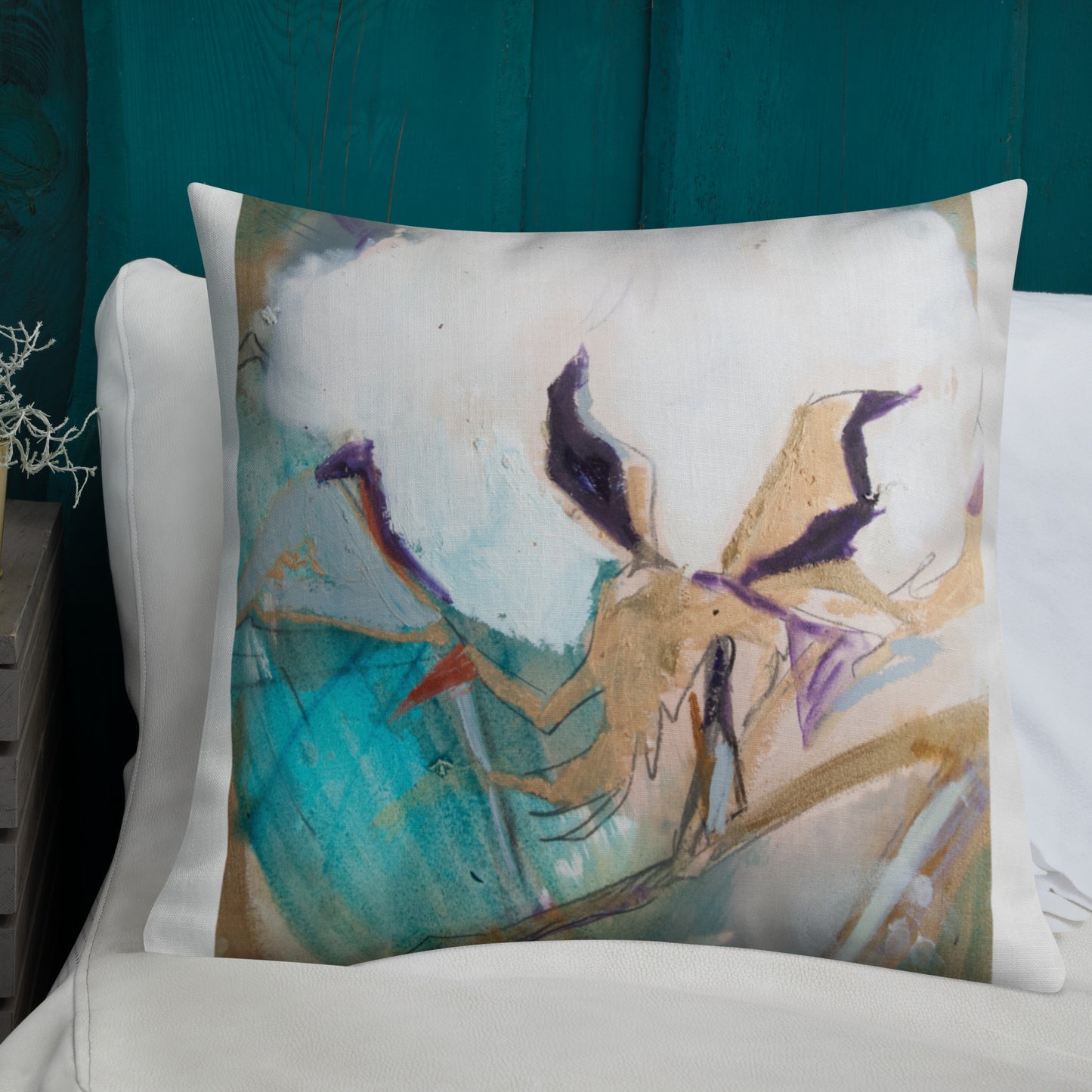 Cotton with Teal Splash III Premium Pillow